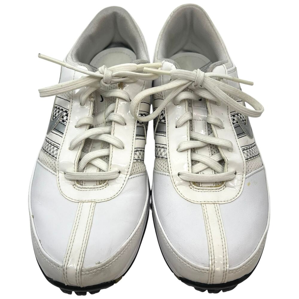 Nike Air Golf Shoes White Silver Spiked Leather Athletic - Women 8.5 - Picture 4 of 11